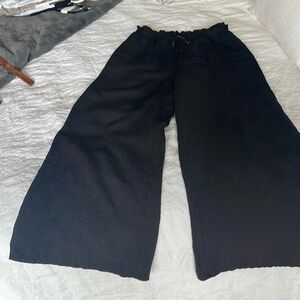 Zara full length 100% linen wide leg pants